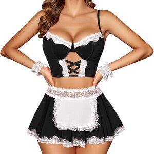 Sexy Lingerie for Women Cosplay Lingerie Set Contrast Lace Maid Costume Set5pack